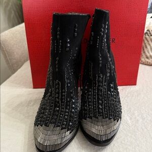 Donald J Pliner Black and Silver beaded Women's Booties.